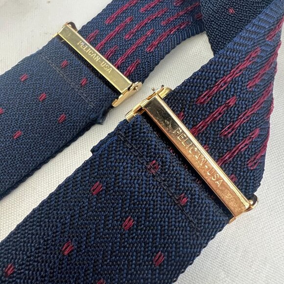 Pelican USA Men's Adjustable Navy Blue Elastic Suspenders Polka Dot Brass Clips - Picture 7 of 14